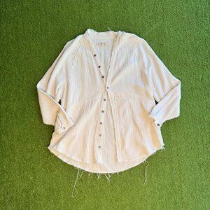 Free People Oversized Flowy Coastal Button-Up Top